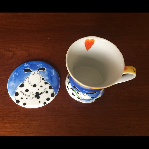 For Dog lovers Blue Porcelain Mug & Coaster set - Picture 3 of 4